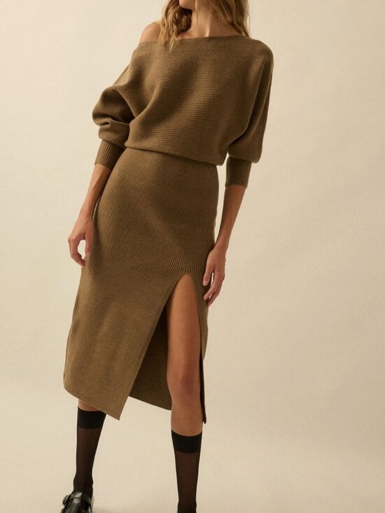 Promesa Dresses & Skirts - Off-the-Shoulder Ribbed Sweater Dress